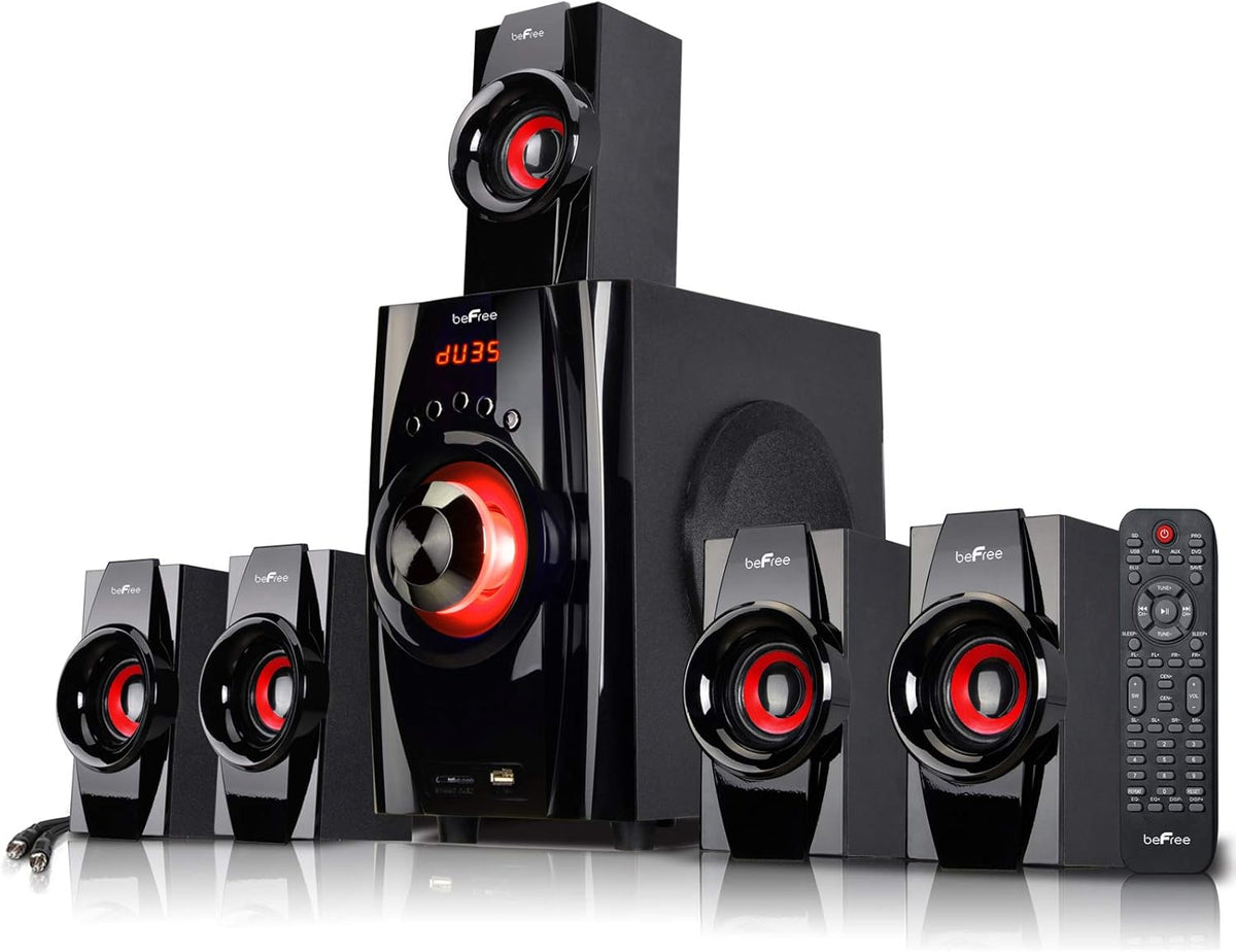Red 5.1 Channel Bluetooth Speaker System with Remote Control G264