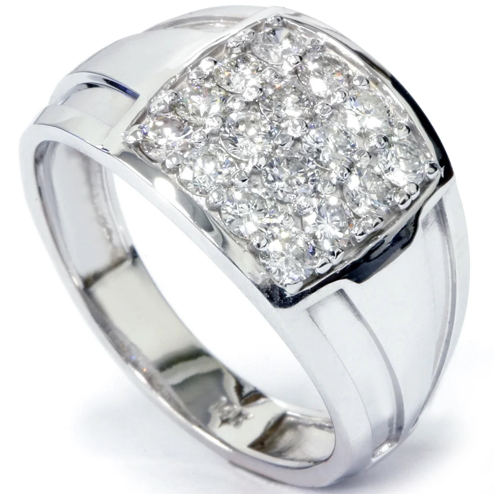 10k White Gold Diamond Mens Ring I394