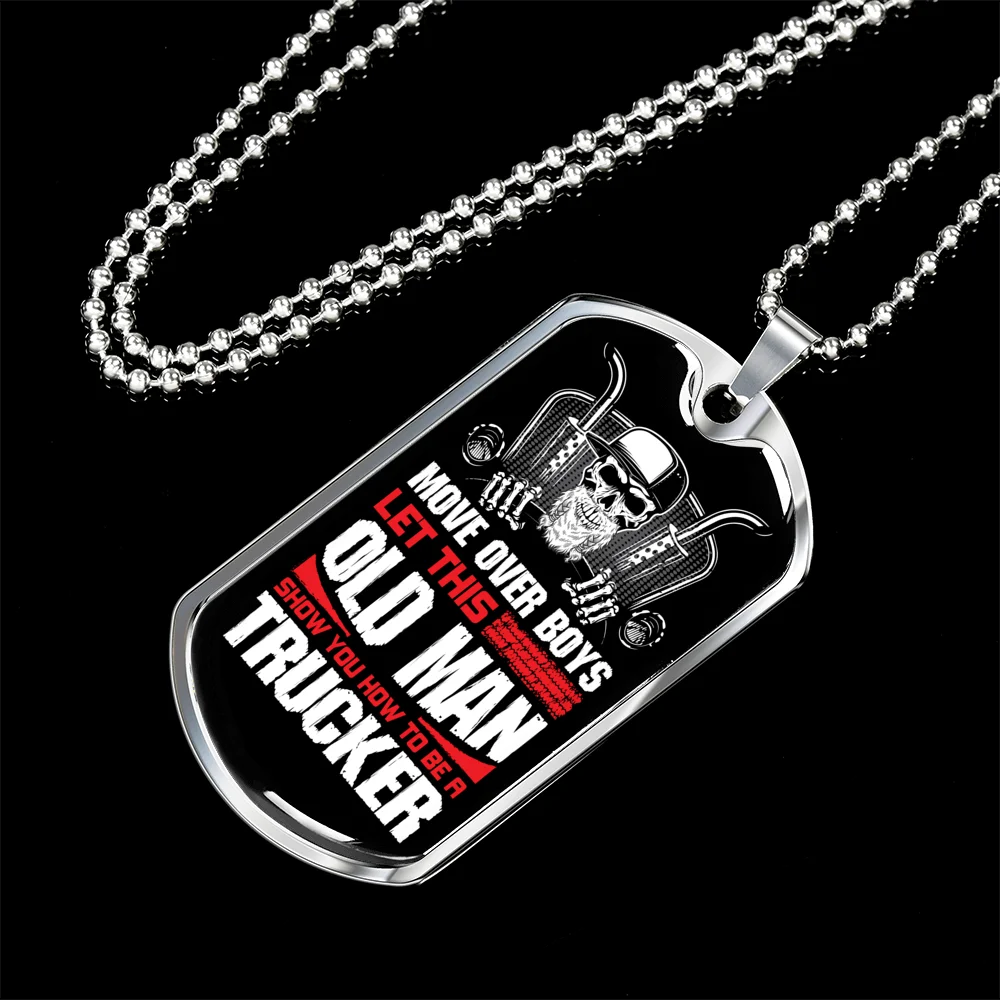Dog Tag Stainless Steel or 18k Gold 24" Chain V637