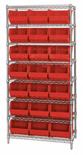 Red 21 Bins Wire Bin Shelving G67287