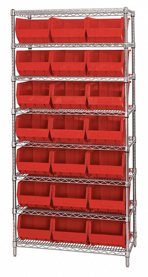 Red 21 Bins Wire Bin Shelving G67287