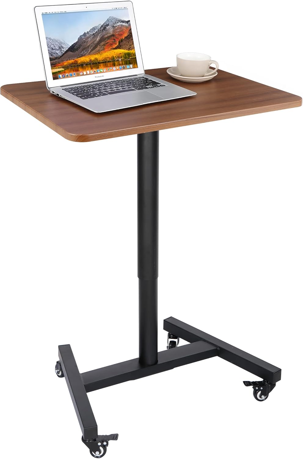 28 Inch Pneumatic Height Adjustable Rolling Standing Desk Cart Black Y124