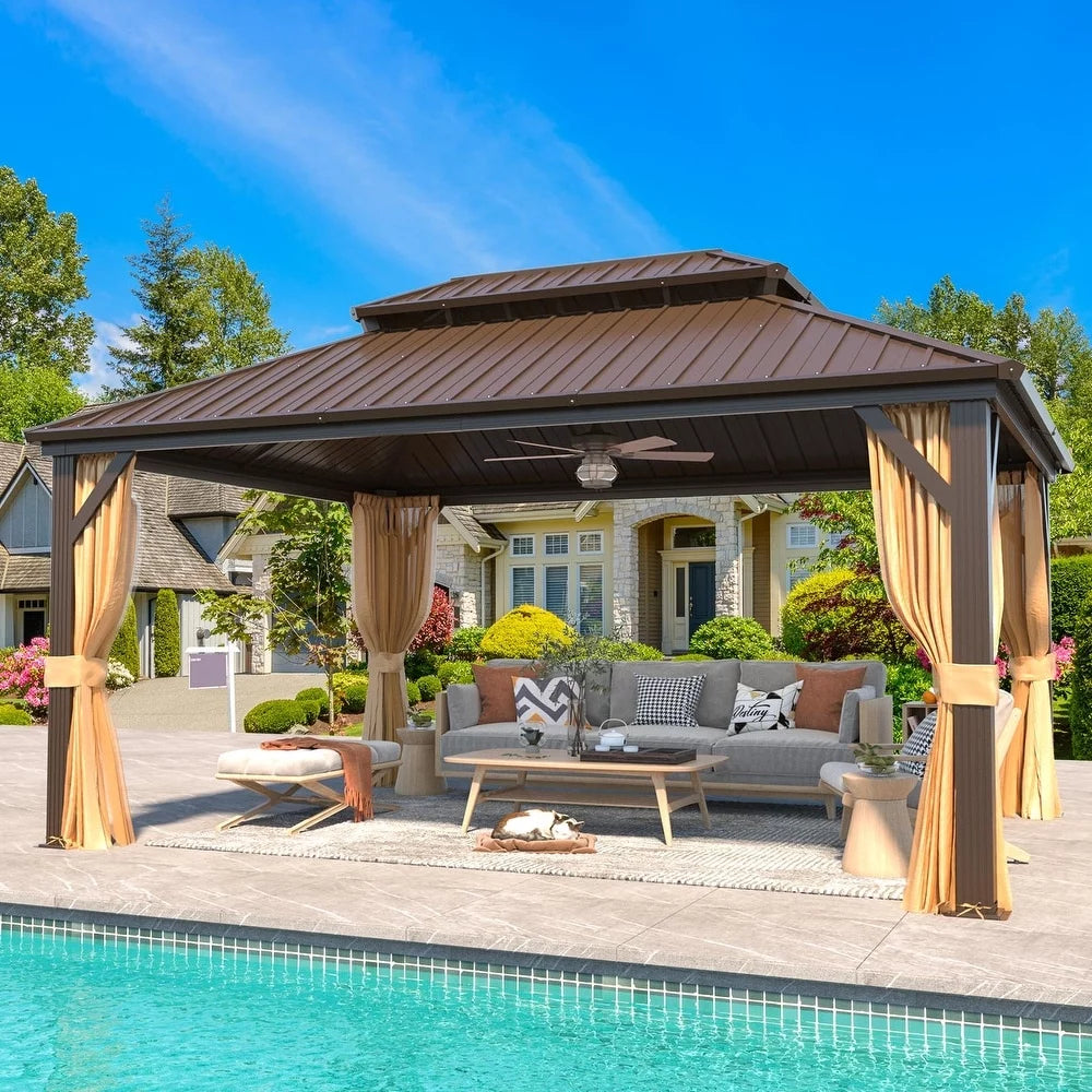 12'x18' Hardtop Gazebo with Galvanized Steel Double Roof & Aluminum Frame L15515