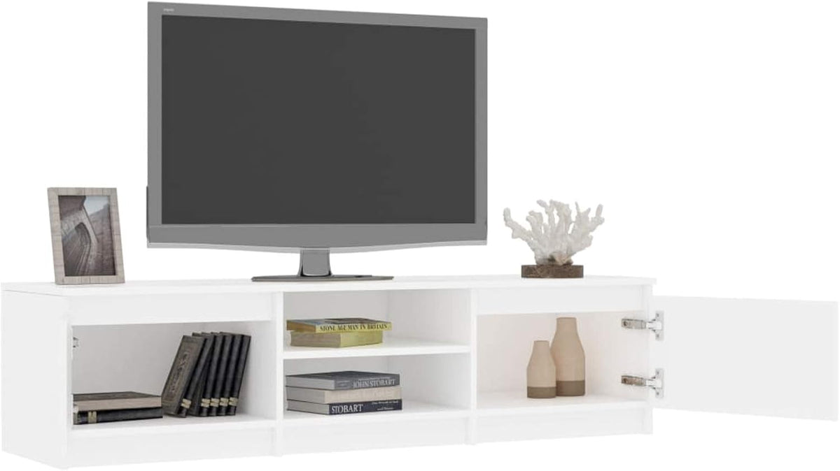 White TV Cabinet with 2 Drawers and 2 Open Compartments X153