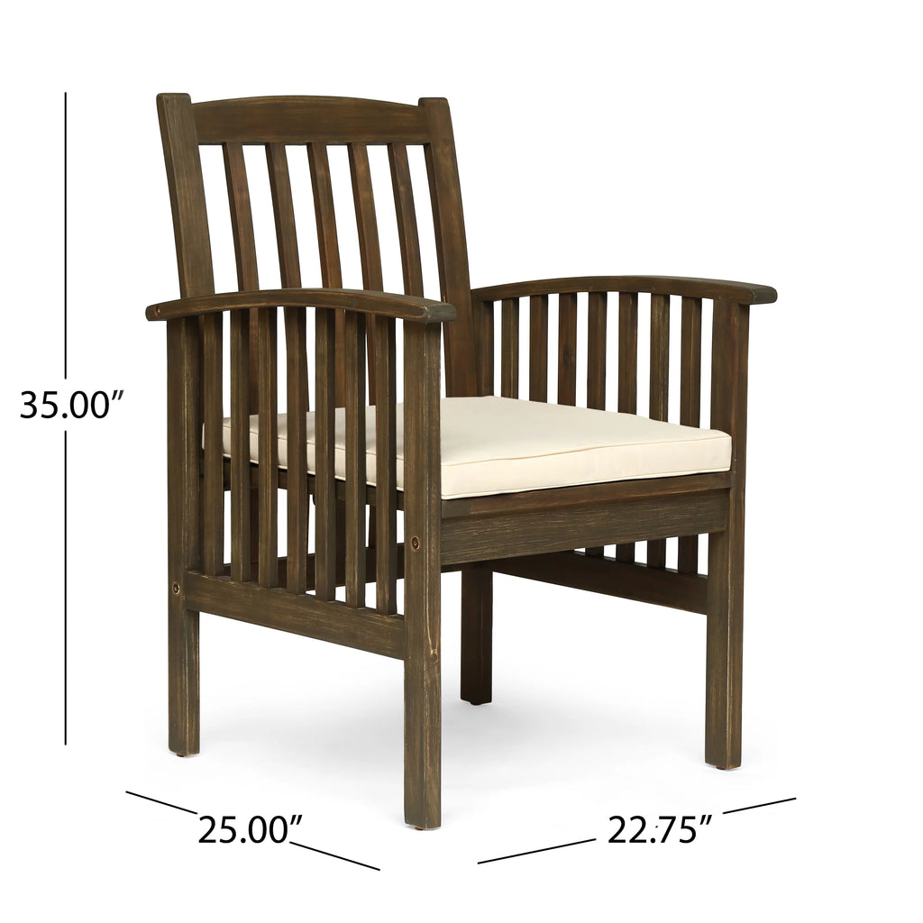 Acacia Wood 5 Piece Dining Set with Cushion O4532