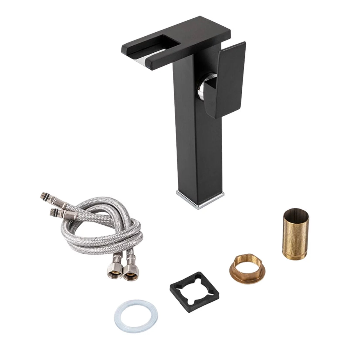 Black Wall Mount Waterfall Sink Faucet L5851