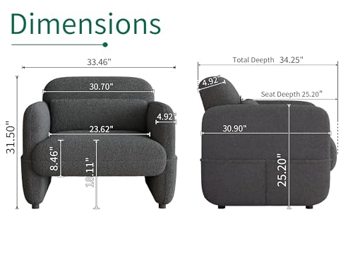 Oversized Sherpa Armchair with Waist Pillow D1651