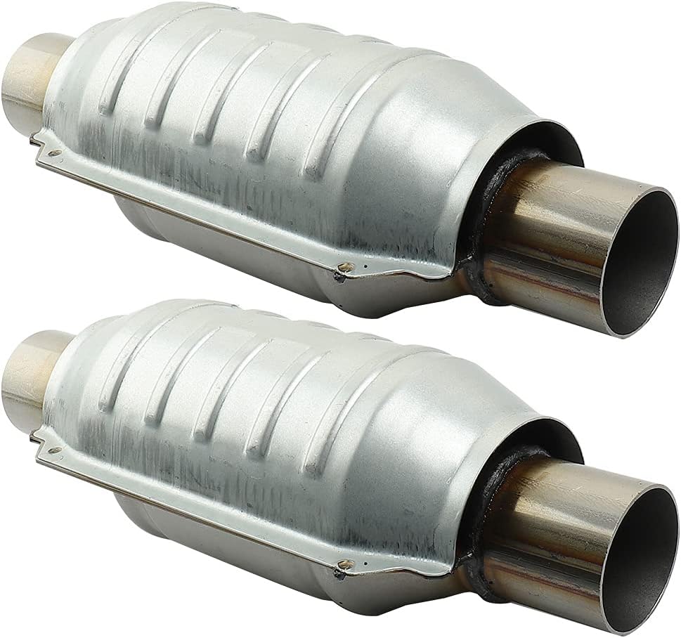 2 PACK Universal Catalytic Converter with O2 Port & Heat Shield V6082