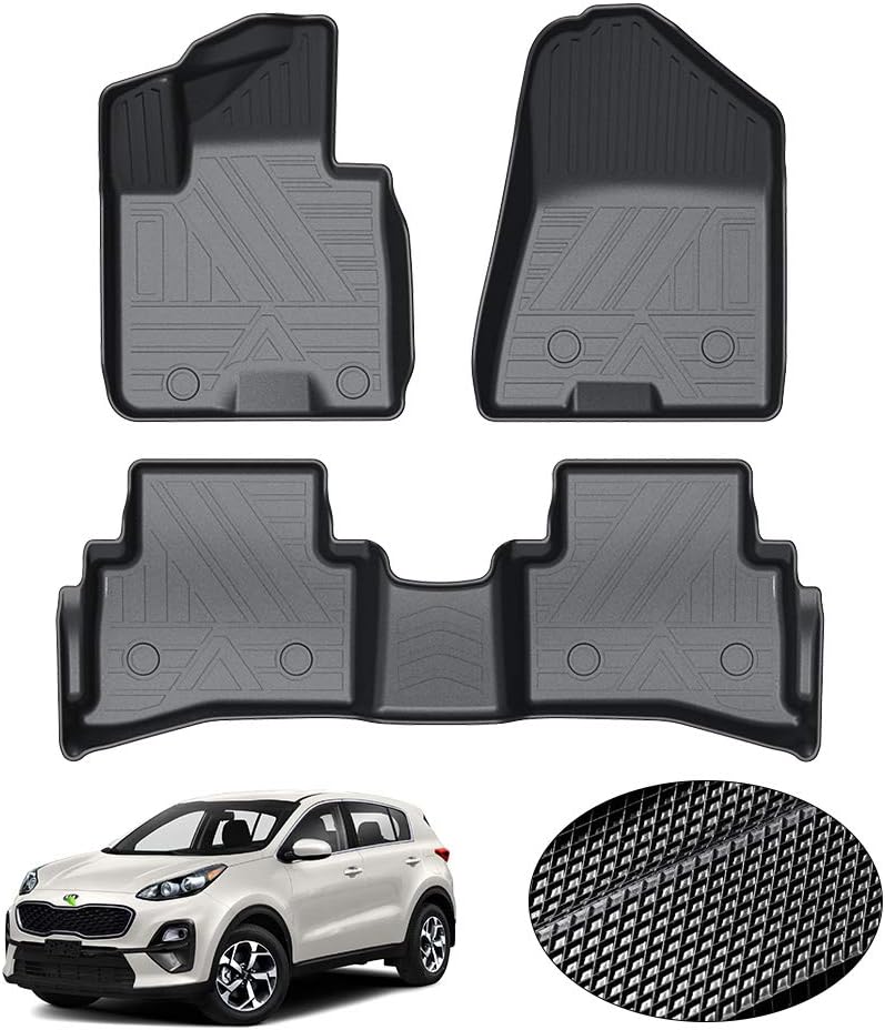 All Weather Car Floor Mats 1st & 2nd Row Black Non-slip Q61162