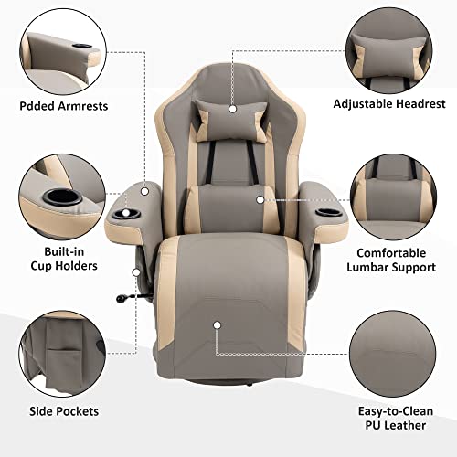Manual Recliner Armchair PU Leather with Adjustable Leg Rest H283