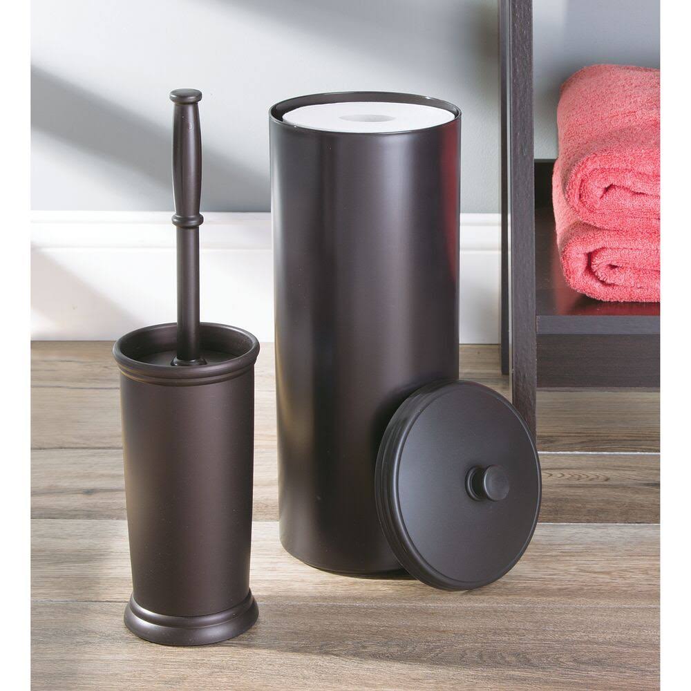 Toilet Bowl Brush, Plunger, Toilet Paper Holder, Trash Can, Set of 4 V391