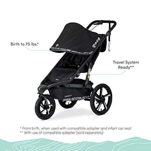 Black Jogging Stroller with Snack Tray and Handlebar Console U5529