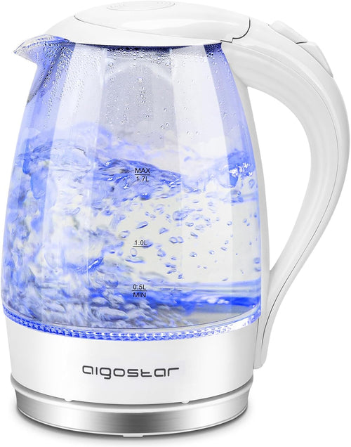 1.7 Liter Electric Kettle with High Borosilicate Glass and 304 Stainless Steel Interior R366