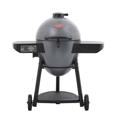 Kamado Charcoal Grill and Smoker with Cast Iron Grates and Locking Lid in Graphite U39342