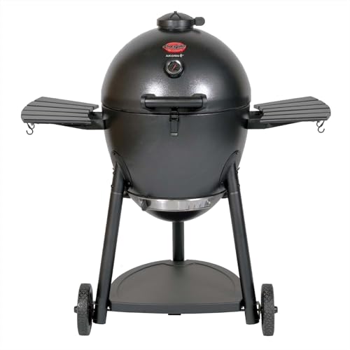 Kamado Charcoal Grill and Smoker with Cast Iron Grates and Locking Lid in Graphite U39342