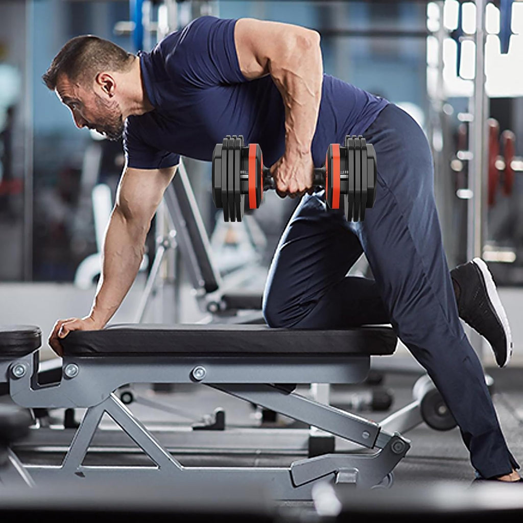 55LB Adjustable Dumbbell Set with Anti-Slip Handle J373830
