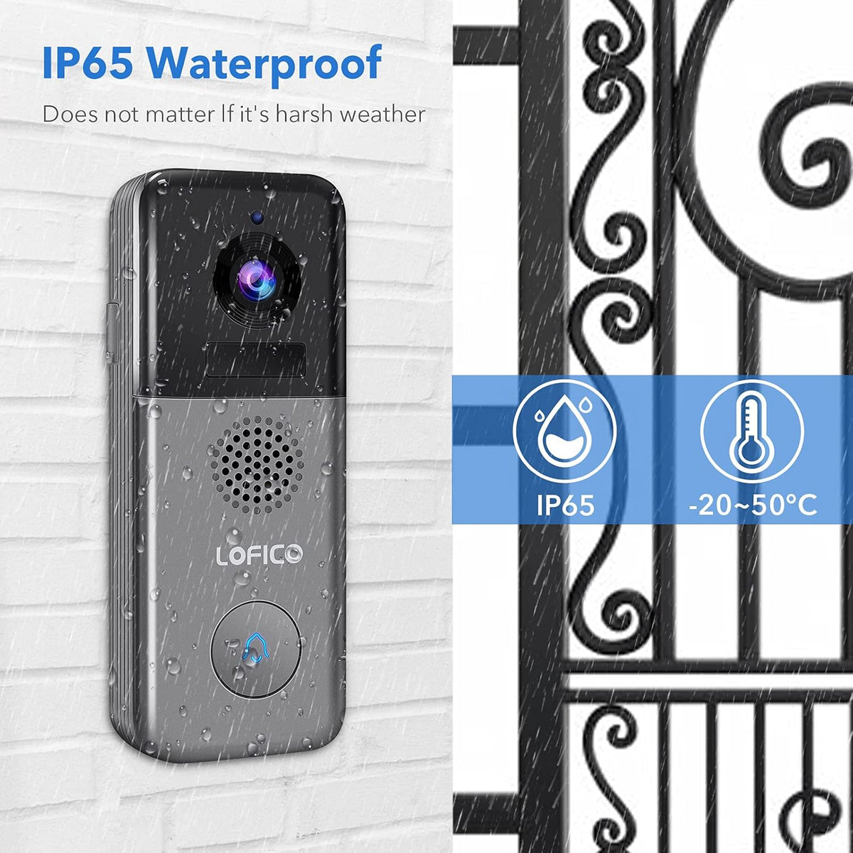 2K WiFi Wireless Rechargeable Battery Powered Video Doorbell Camera with Chime D470