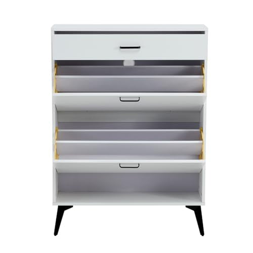 Grey Shoe Storage Cabinet With Metal Legs S4879