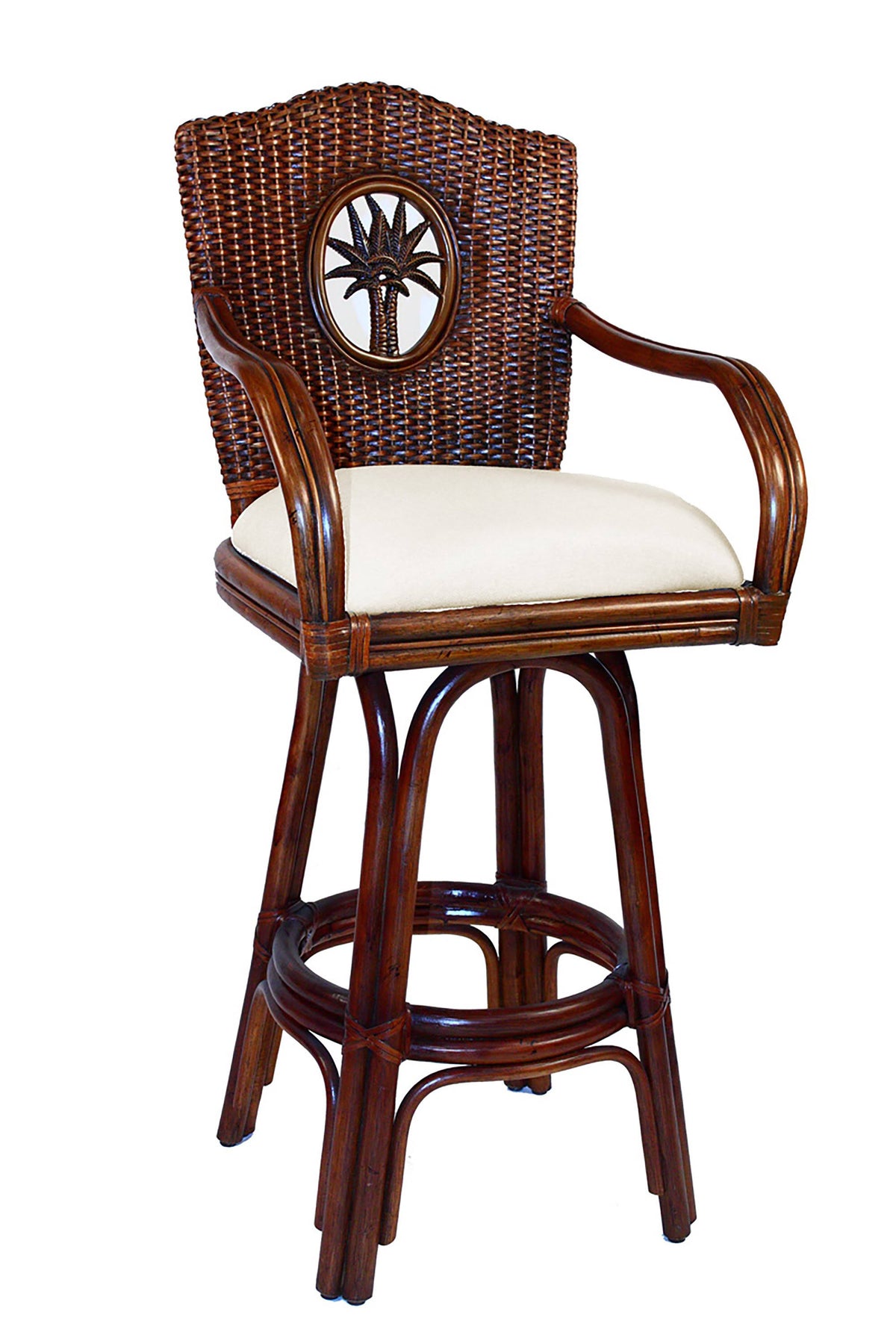 Indoor Swivel Rattan & Wicker Barstool W220250