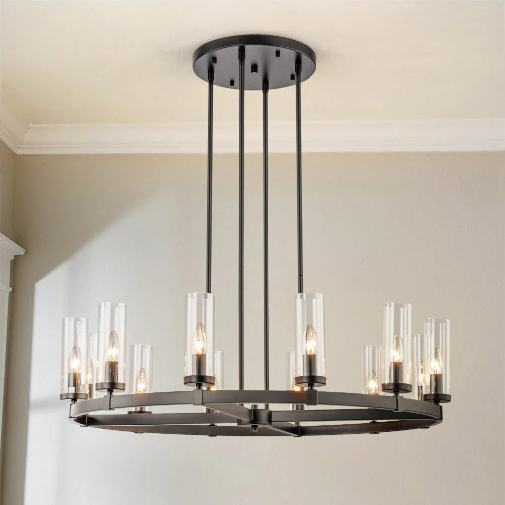 12-Light Dimmable Industrial Chandelier J2104