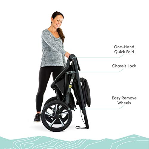 Black Jogging Stroller with Snack Tray and Handlebar Console U5529