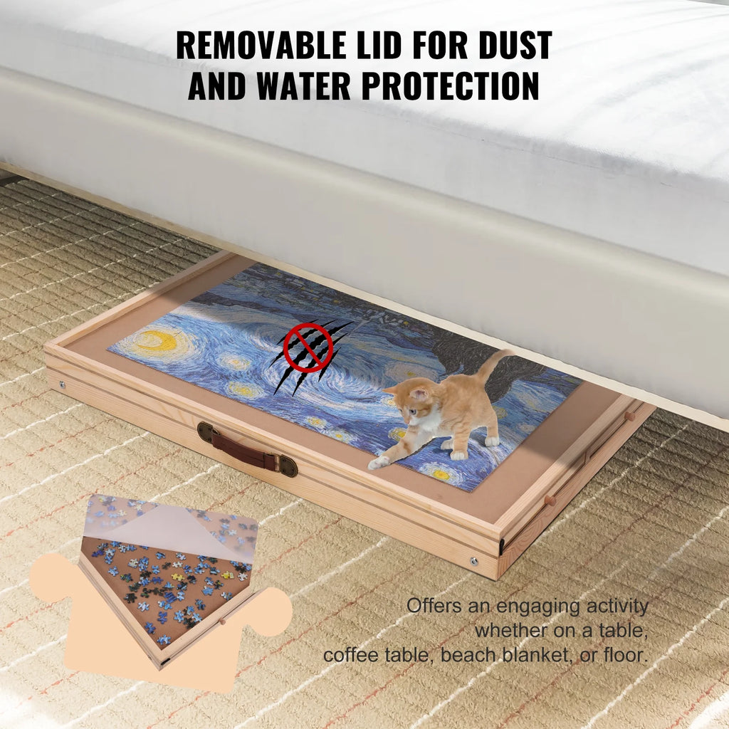 1500 Piece Puzzle Board with Folding Legs & 4 Sliding Drawers 32.7" x 24.6" Wooden Jigsaw Puzzle Table P24829