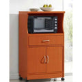 Mahogany Wood Finish Kitchen Cabinet Microwave Cart O7580