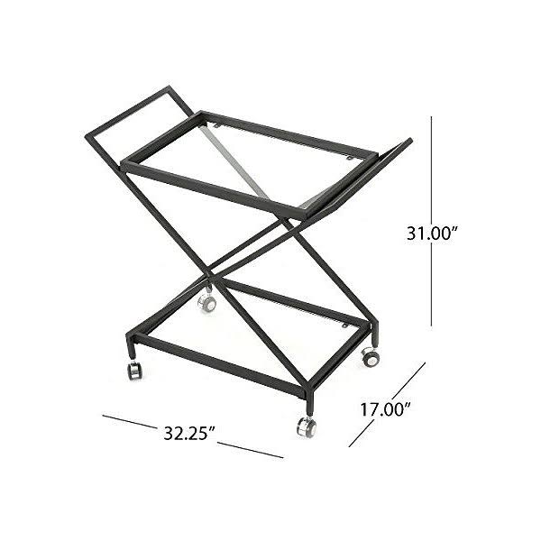 Black Tempered Glass Iron Bar Cart P996232