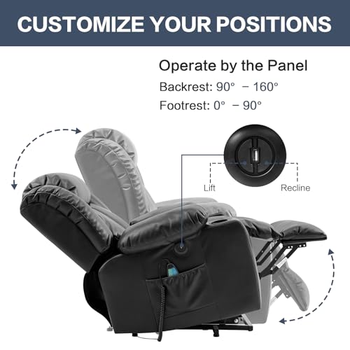 Ochre Leather Power Lift Recliner Chair with Massage & Heat K487189