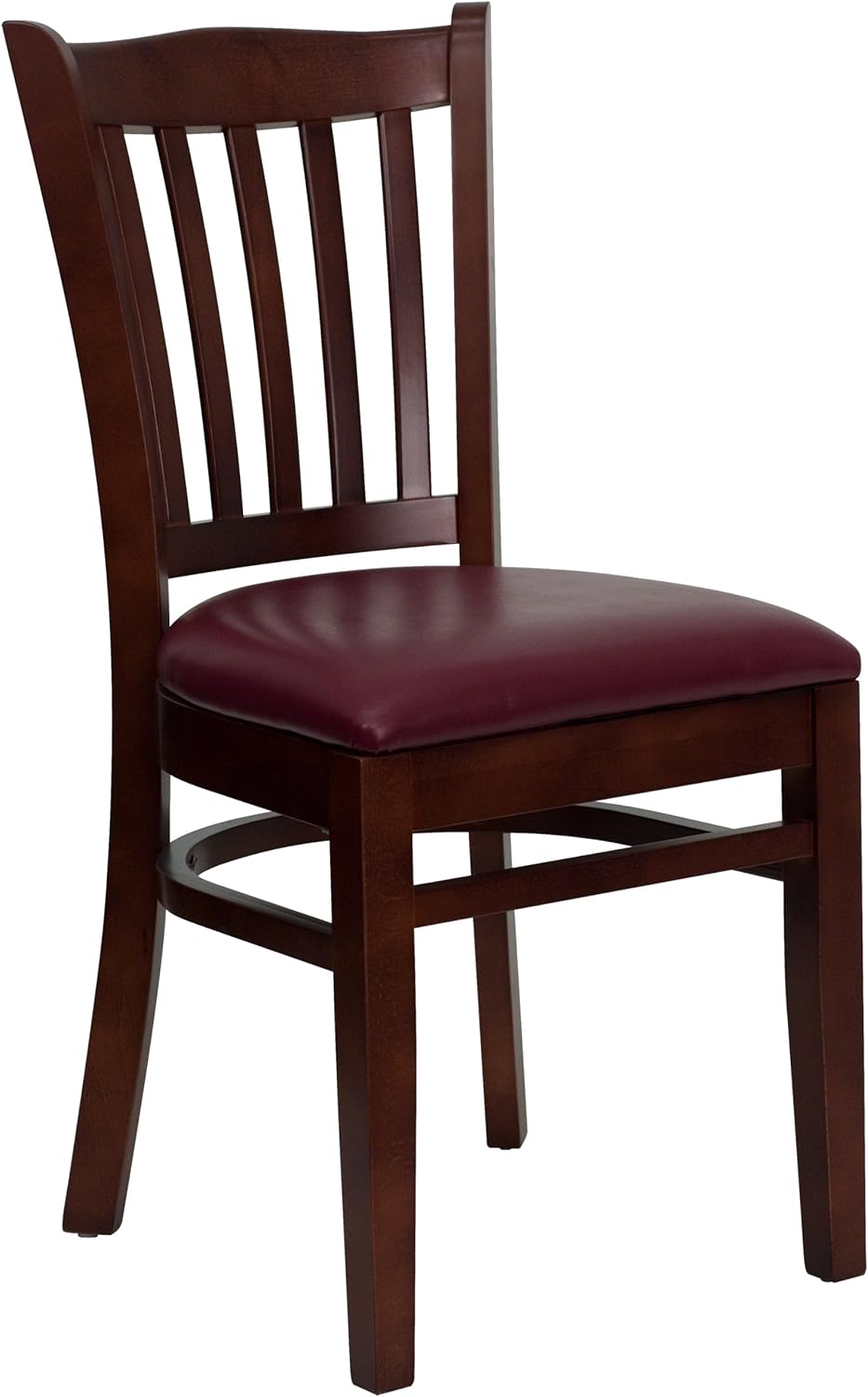 Walnut Wood Vertical Slat Back Chair with Black Vinyl Seat J59014