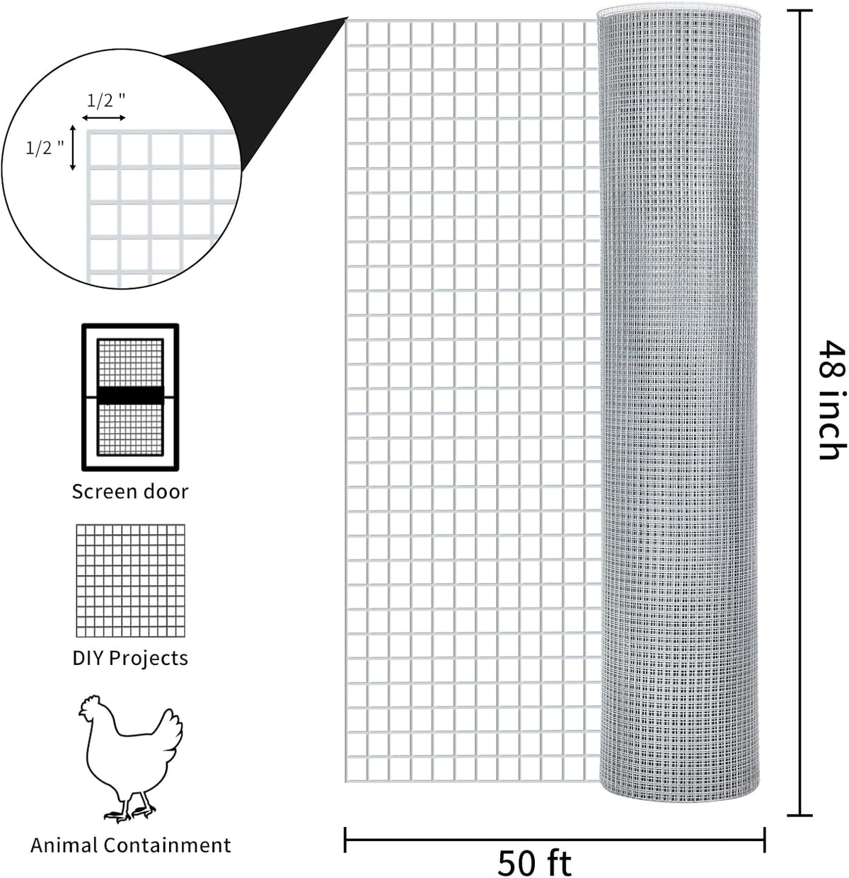 Galvanized 48inx50ft 19 Gauge Wire Mesh P117479