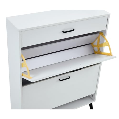 Grey Shoe Storage Cabinet With Metal Legs S4879