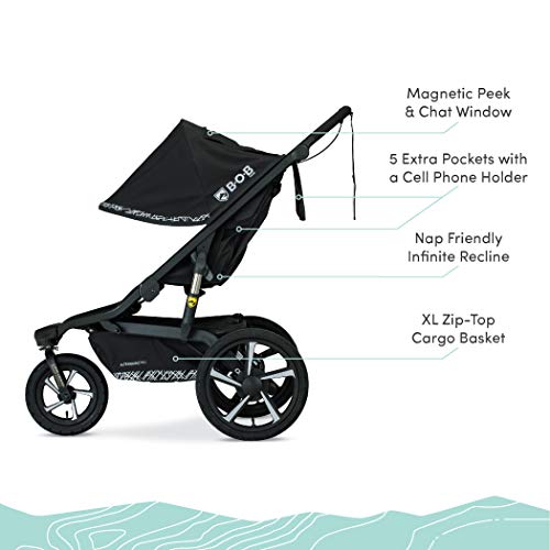 Black Jogging Stroller with Snack Tray and Handlebar Console U5529