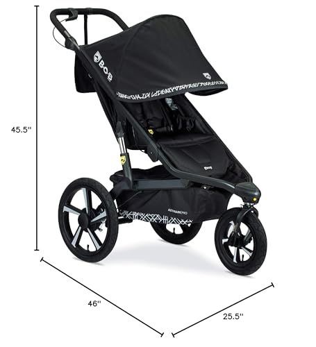 Black Jogging Stroller with Snack Tray and Handlebar Console U5529