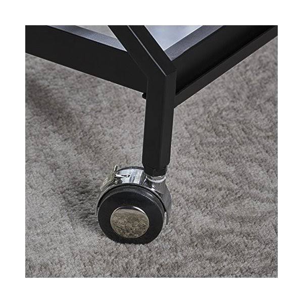 Black Tempered Glass Iron Bar Cart P996232