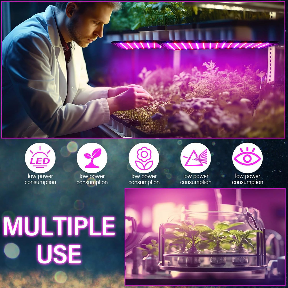 8 Pcs LED Grow Lights Full Spectrum S322