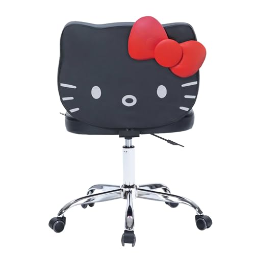 Black Adjustable Height Swivel Vanity Chair with Wheels U8575