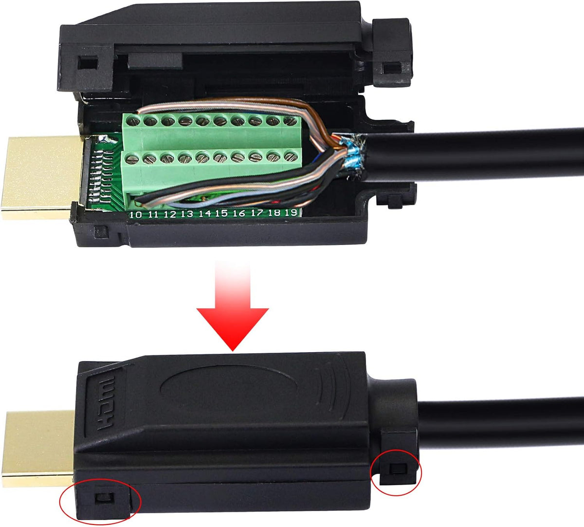 HDMI Solderless Adapter Gold Plated Connector with Plastic Cover Screwdriver K63295