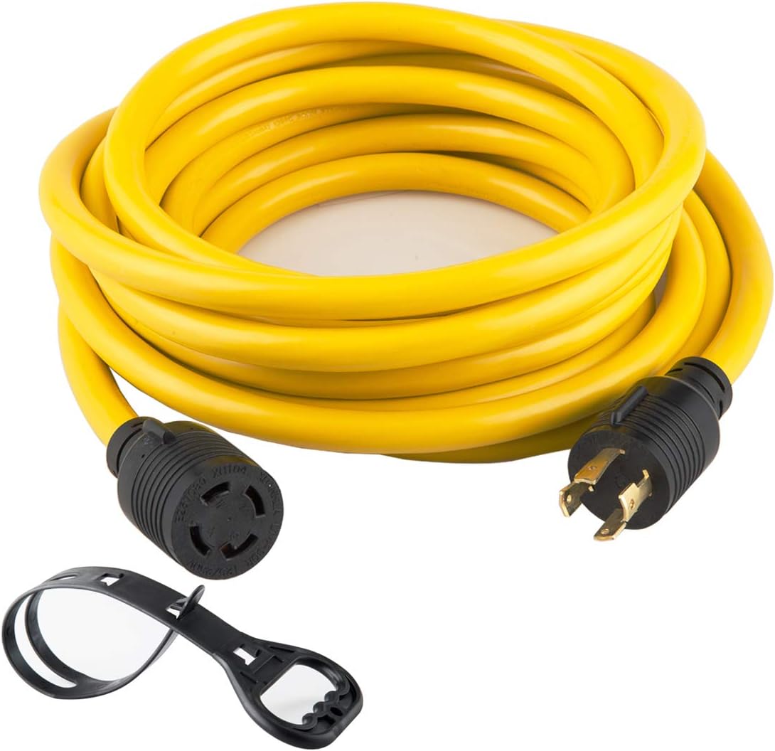 Heavy Duty Generator Locking Power Cord NEMA L14-30P/L14-30R 30Amp 7500 Watts Yellow K8662