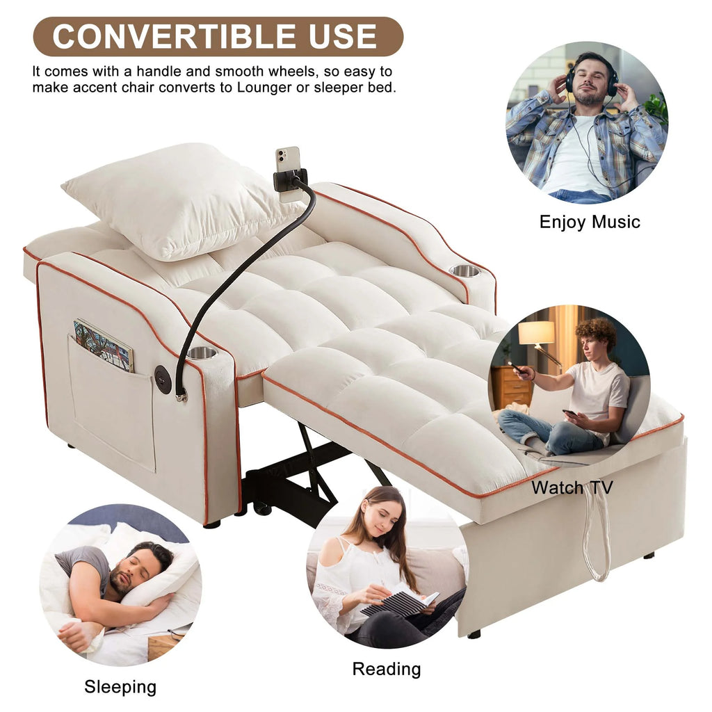 Beige Sleeper Chair Bed O17799