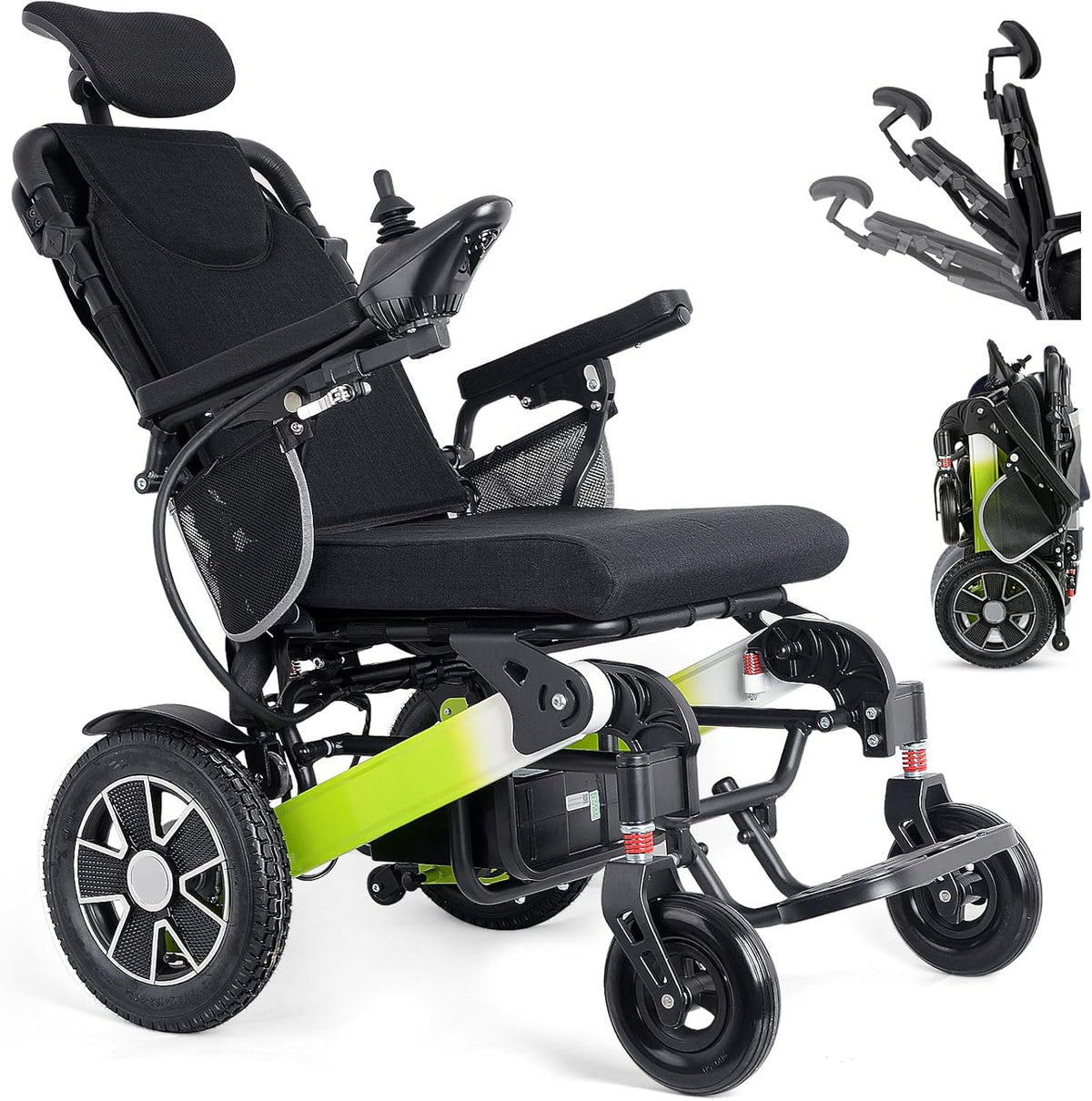 500W Reclining Electric Wheelchair, 21 Miles Travel Range, Foldable All Terrain Motorized Wheelchair W385