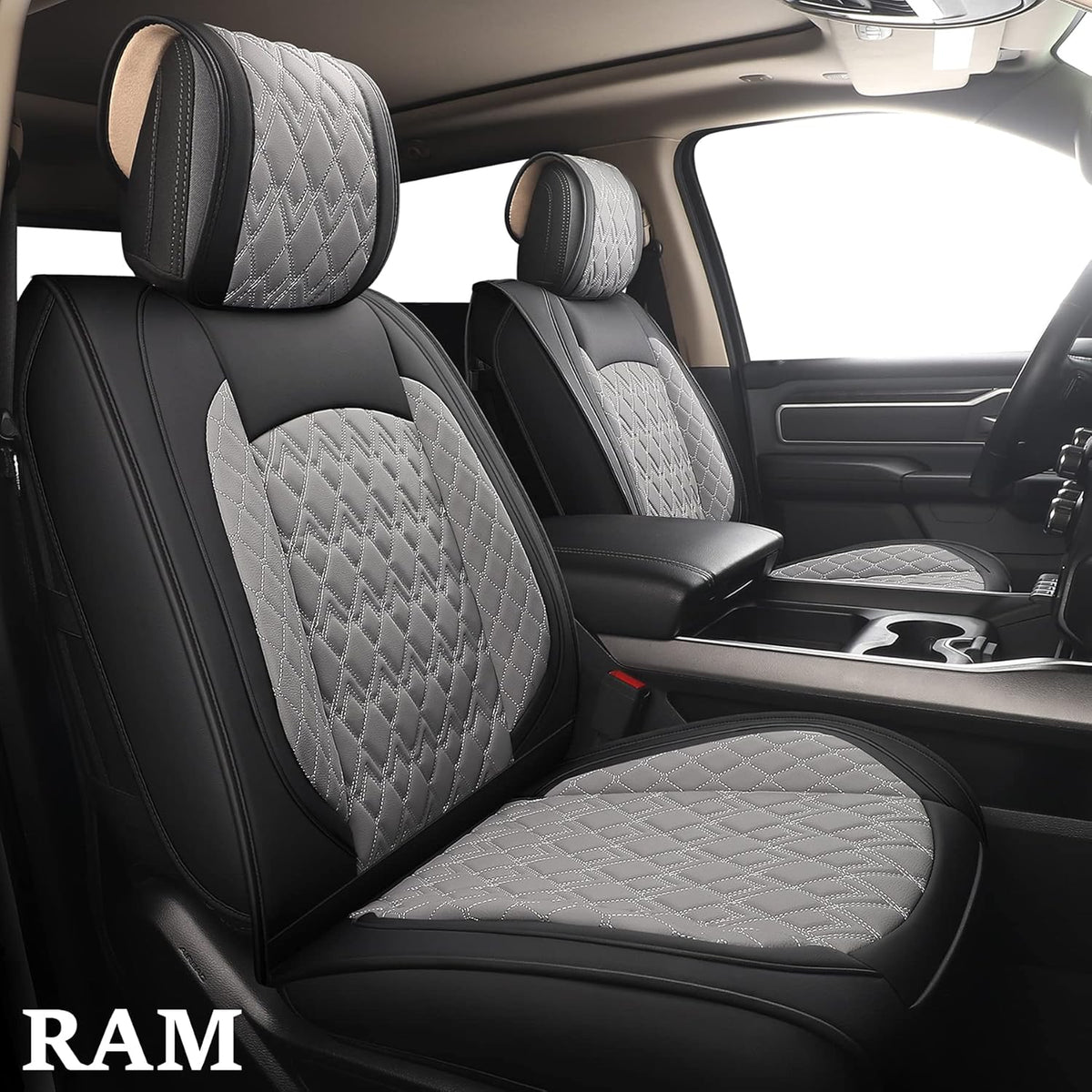 Black 2 Pcs Waterproof Synthetic Leather Car Seat Covers M650956