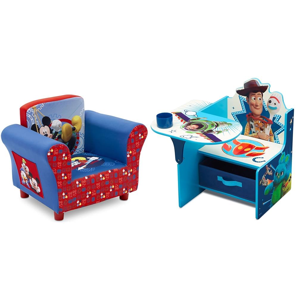 Upholstered Chair and Chair Desk with Storage Bin R908