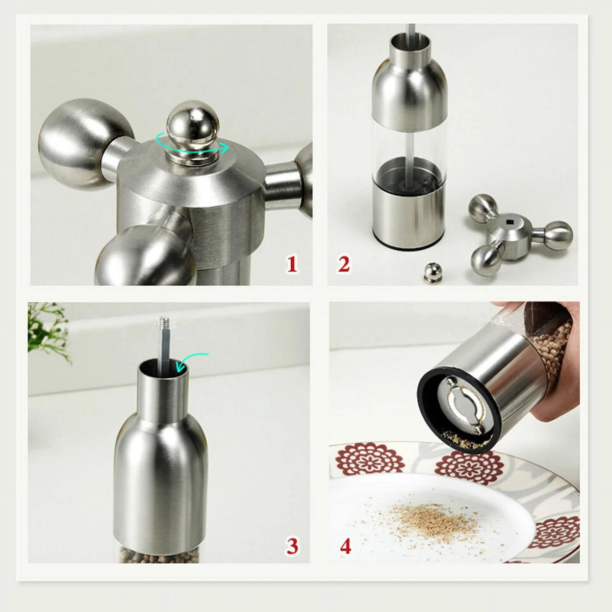 Stainless Steel Core Salt Pepper Spice Grinder V18528