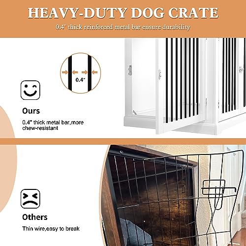 White Dog Crate Furniture with Cushion S121695