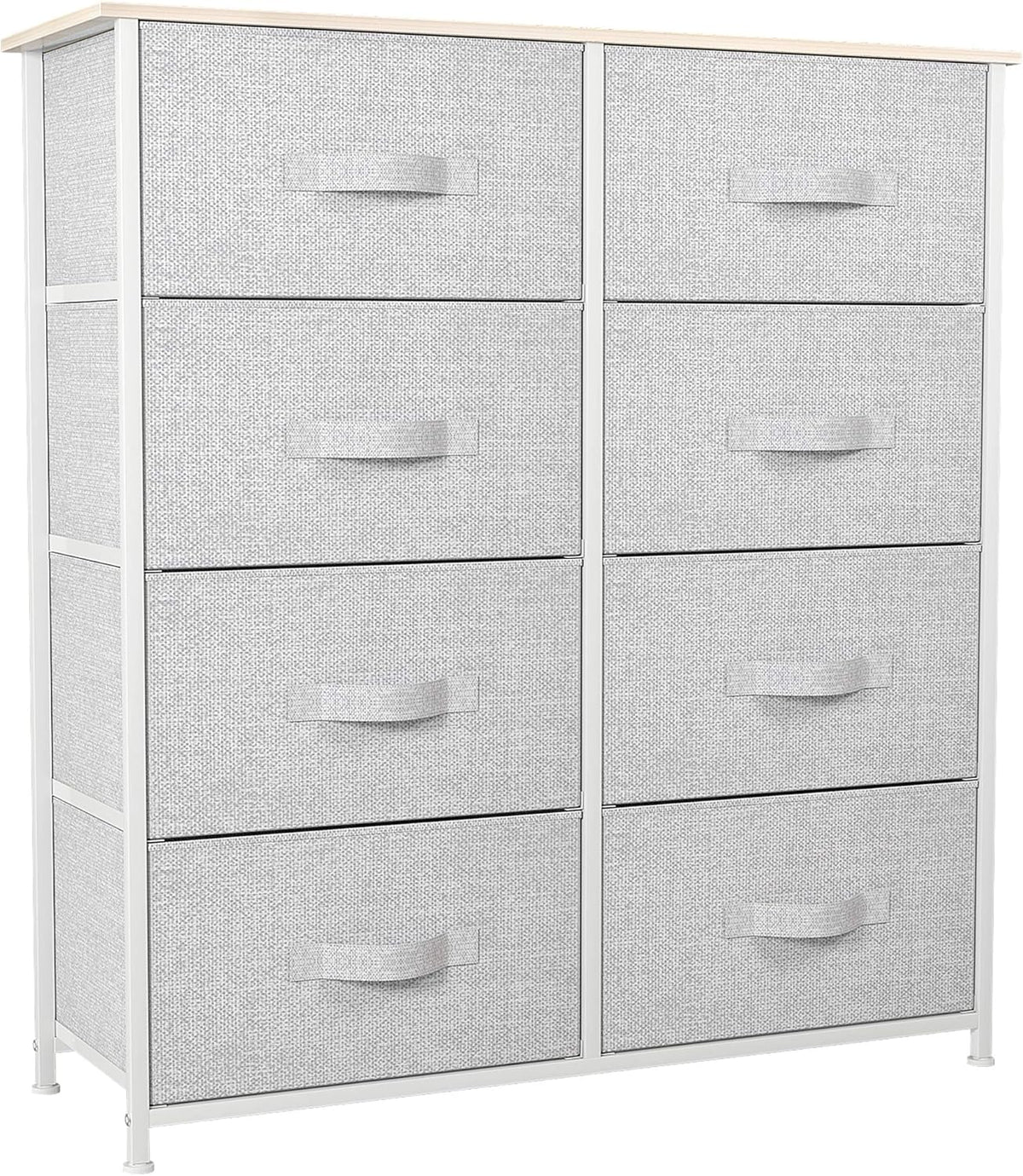 8 Drawer Fabric Dresser with Steel Frame and Wooden Top A46492