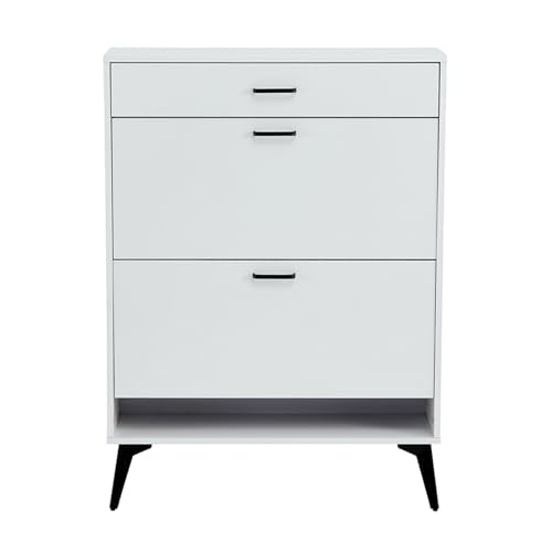 Grey Shoe Storage Cabinet With Metal Legs S4879