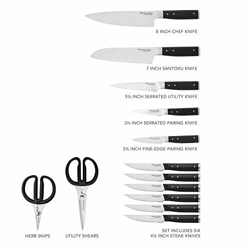 14-Piece High Carbon Stainless Steel Knife Block Set with Sharpener I3609