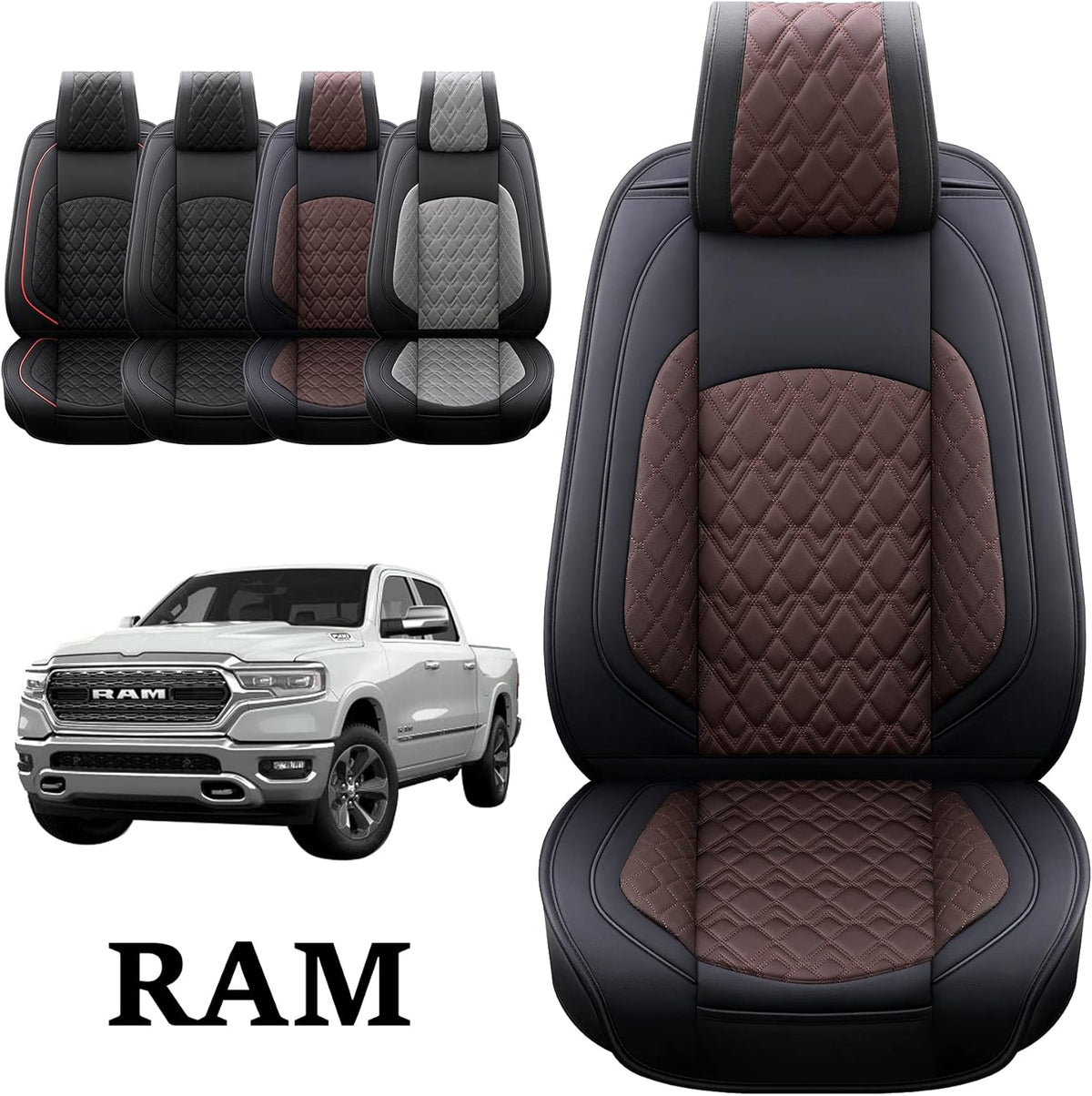 Black 2 Pcs Waterproof Synthetic Leather Car Seat Covers M650956