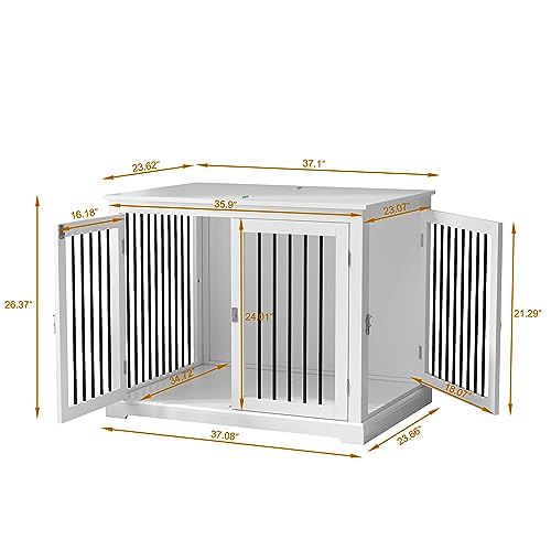 White Dog Crate Furniture with Cushion S121695